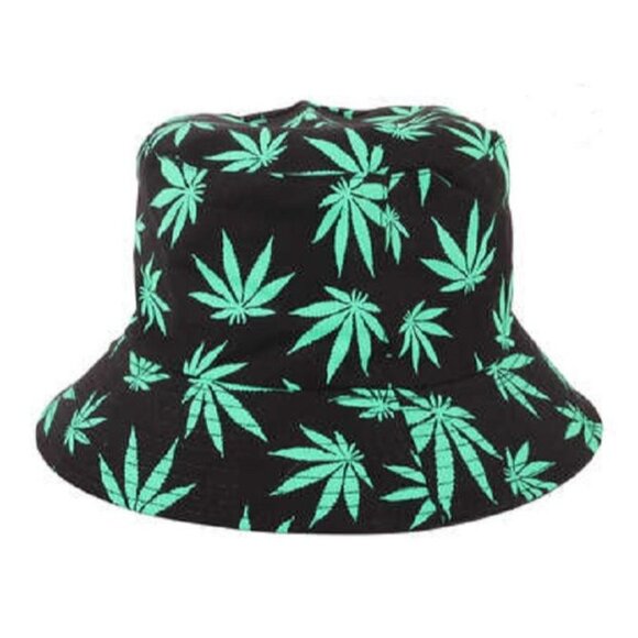 Unbranded Accessories - New Pot Leaf Marijuana Bucket Hat Adult One Size Summer Weed Black Reversible
